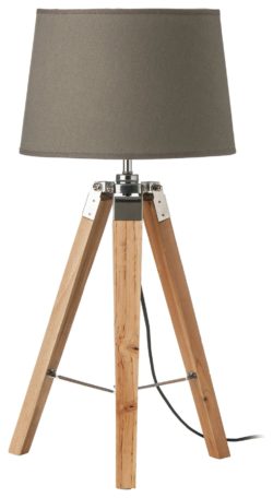 Wood Base Tripod - Table Lamp - Grey